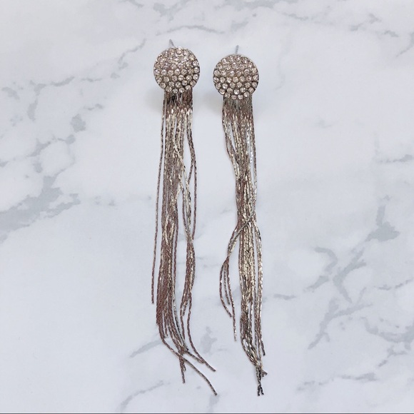Sexy look Diamond Tassel Earrings in Silver - Picture 3 of 4